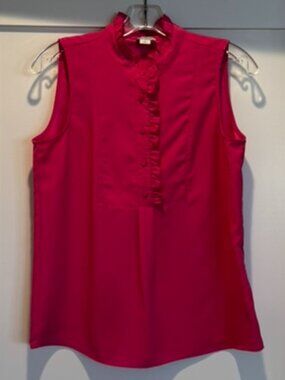 J. Crew women's ruffle neckline fuchsia sleeveless top